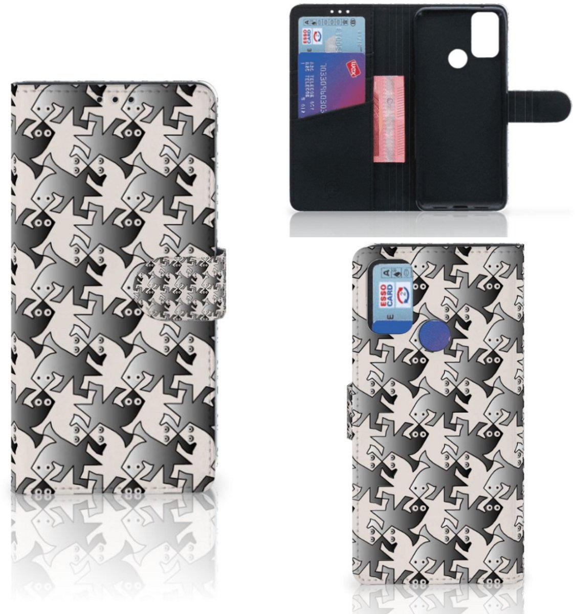 Alcatel 1S (2021) Telefoonhoesje met Pasjes Salamander Grey