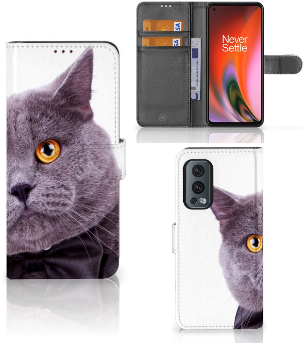 OnePlus Nord 2 5G Telefoonhoesje met Pasjes Kat
