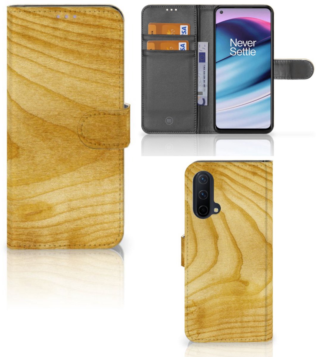 OnePlus Nord CE 5G Book Style Case Licht Hout
