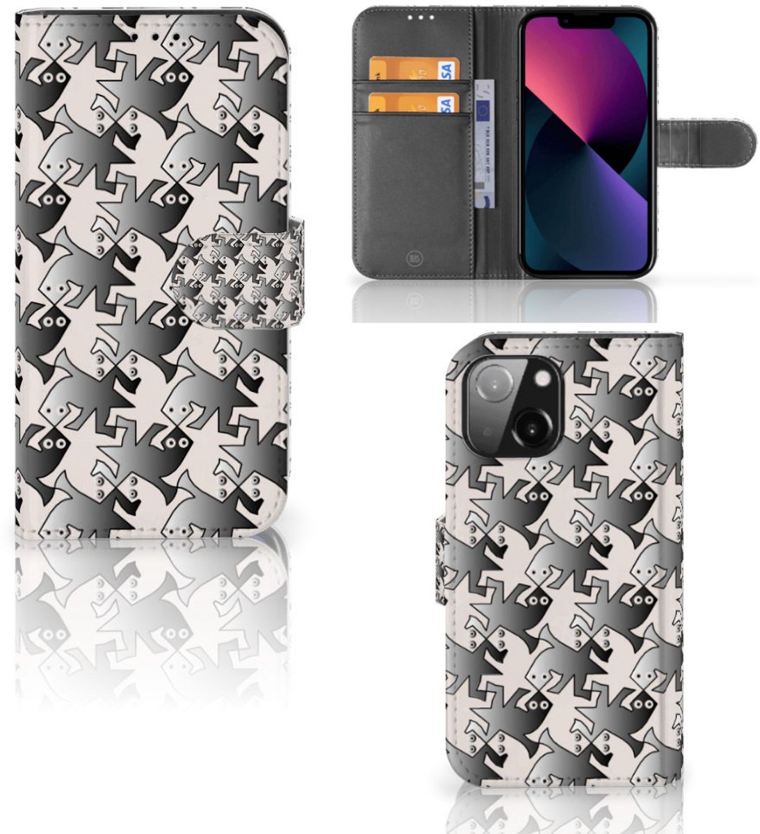 iPhone 13 Mini Telefoonhoesje met Pasjes Salamander Grey