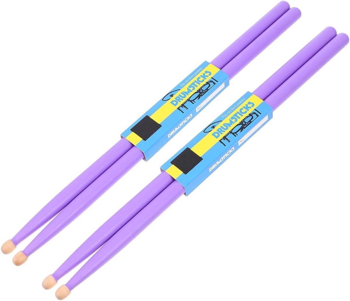 2 Paar Paarse Esdoorn Houten Percussie Drumsticks voor Kinderen en Volwassenen