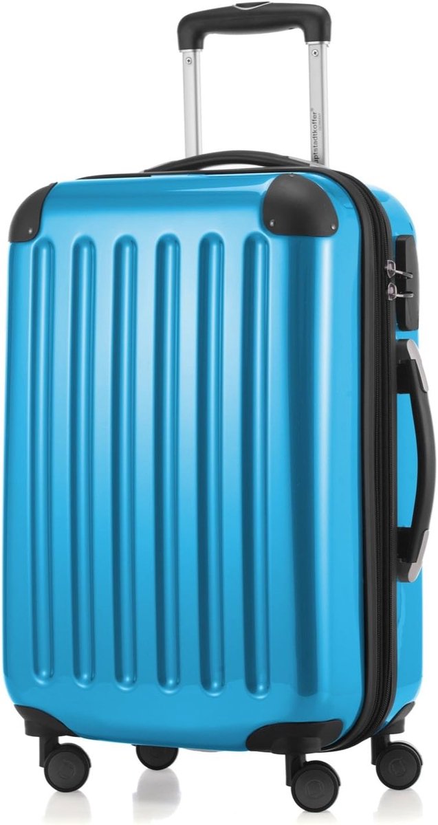 Hardshell Handbagage Koffer met 4 Dubbele Rollen – 55 cm Uitbreidbare Reis Koffer, Blauw