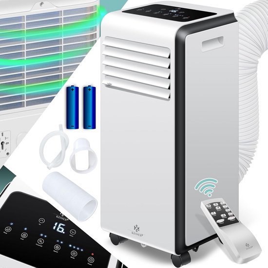 Mobiele airco 4-in-1 koelen ventileren ontvochtigen slaapmodus 10-20 m² energiezuinig, stil, met afstandsbediening