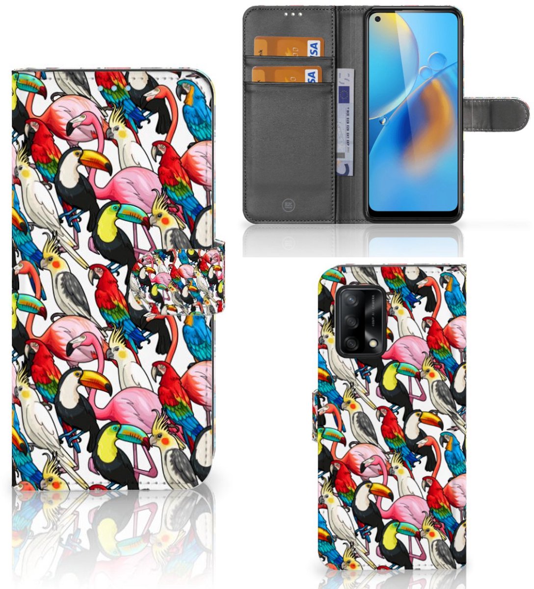 OPPO A74 4G Telefoonhoesje met Pasjes Birds