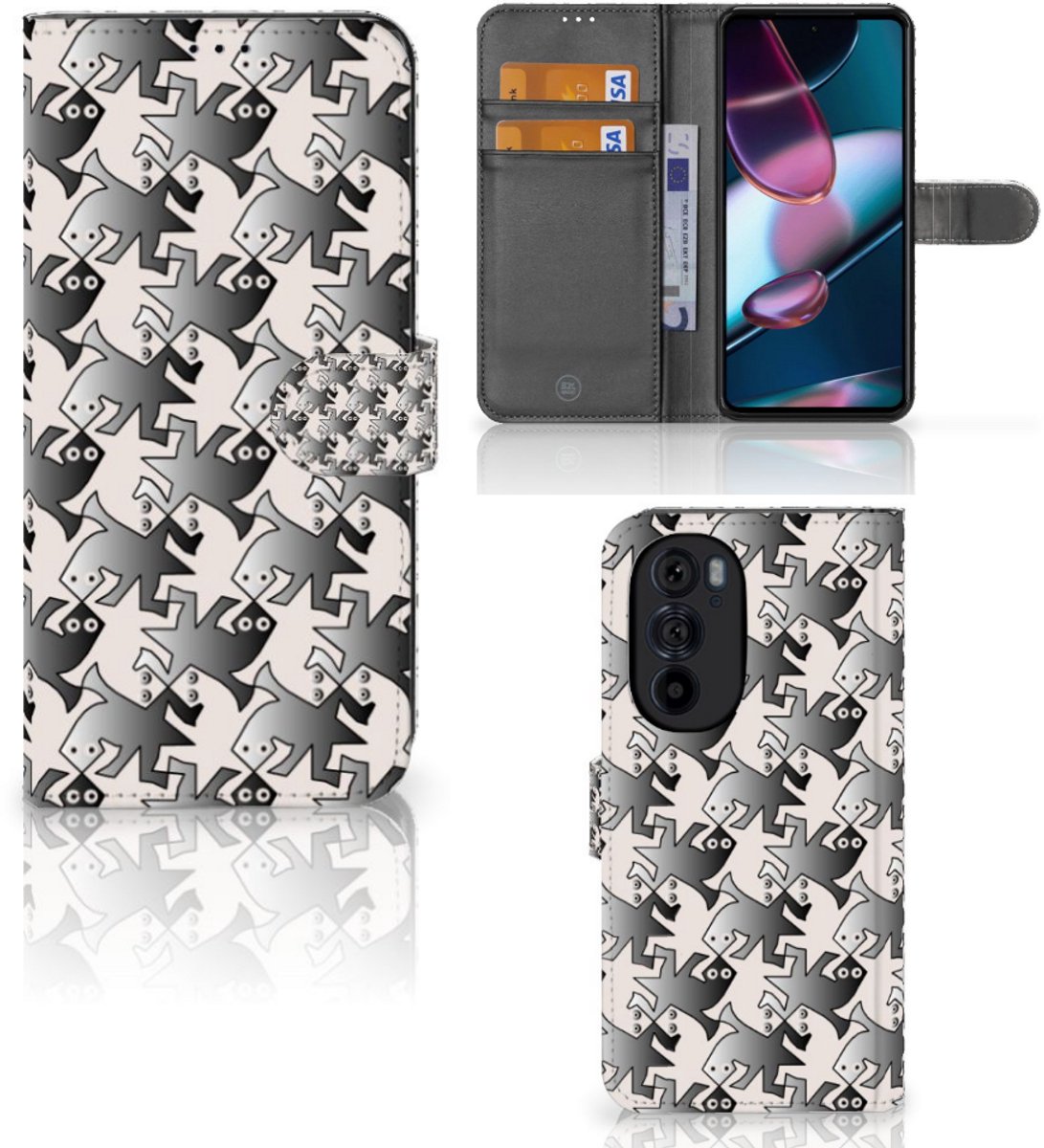 Motorola Edge 30 Pro Telefoonhoesje met Pasjes Salamander Grey