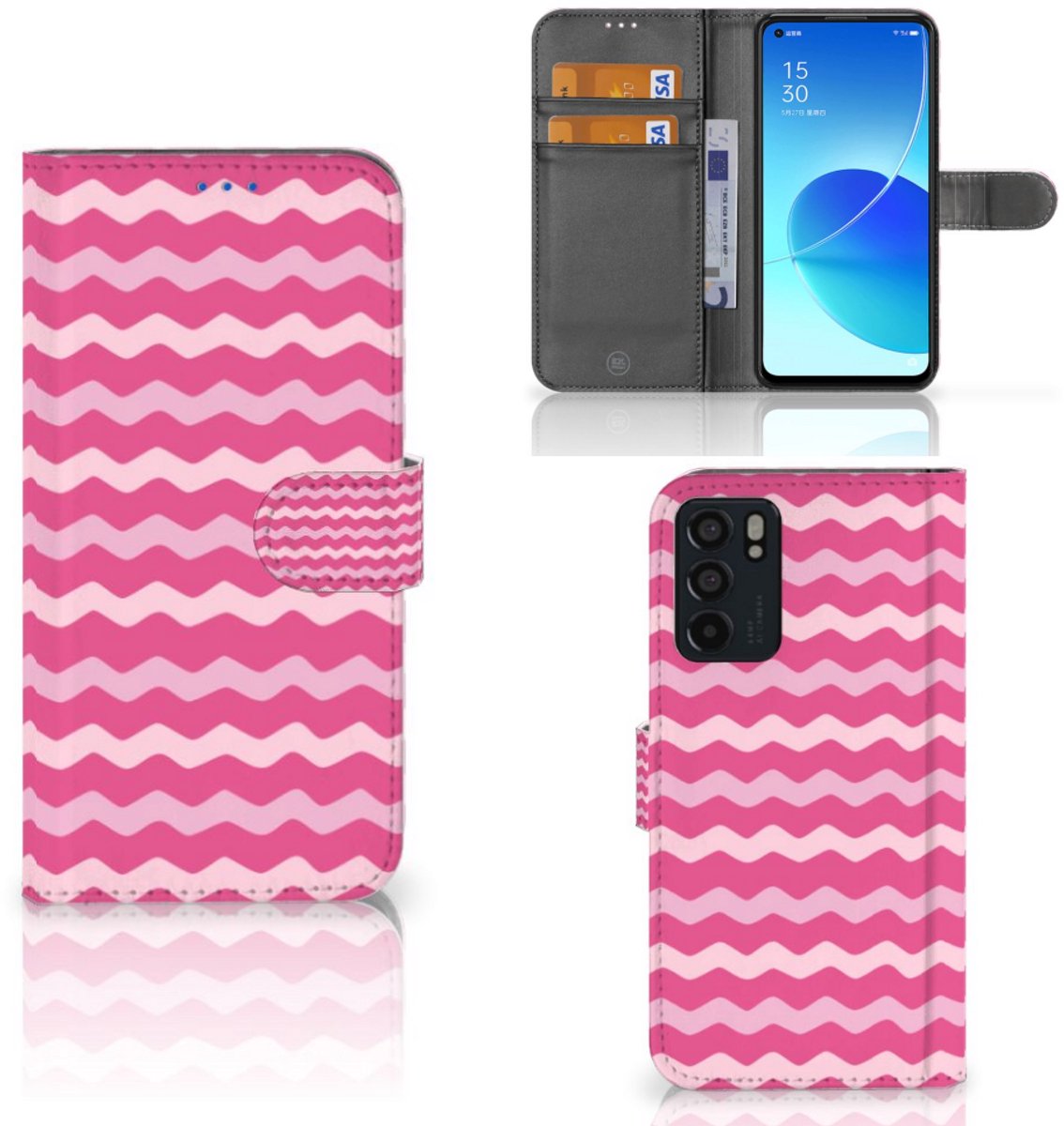 OPPO Reno6 5G Telefoon Hoesje Waves Pink