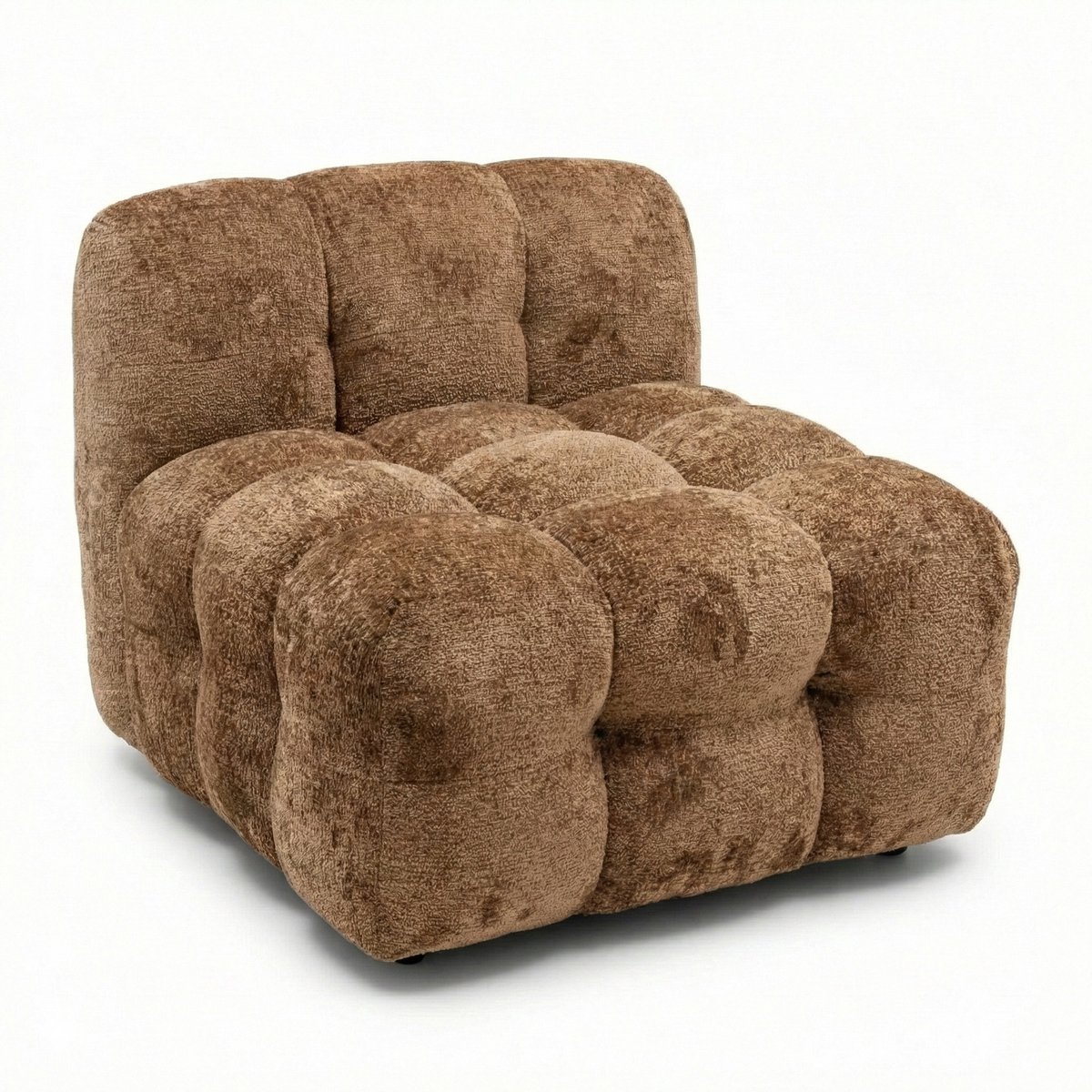 Fauteuil Gogoo - Cognacbruine Chenille - 1,5-Zitsbank met Doorgestikte Look