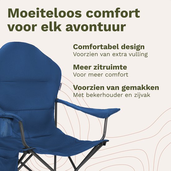 TRVLMORE Campingstoelen XXL - Opvouwbaar - 2-Pack - 160KG Draagvermogen - Incl. Draagtas - Klapstoel - Visstoel - Kampeerstoel - Vouwstoel - Blauw — afbeelding 3