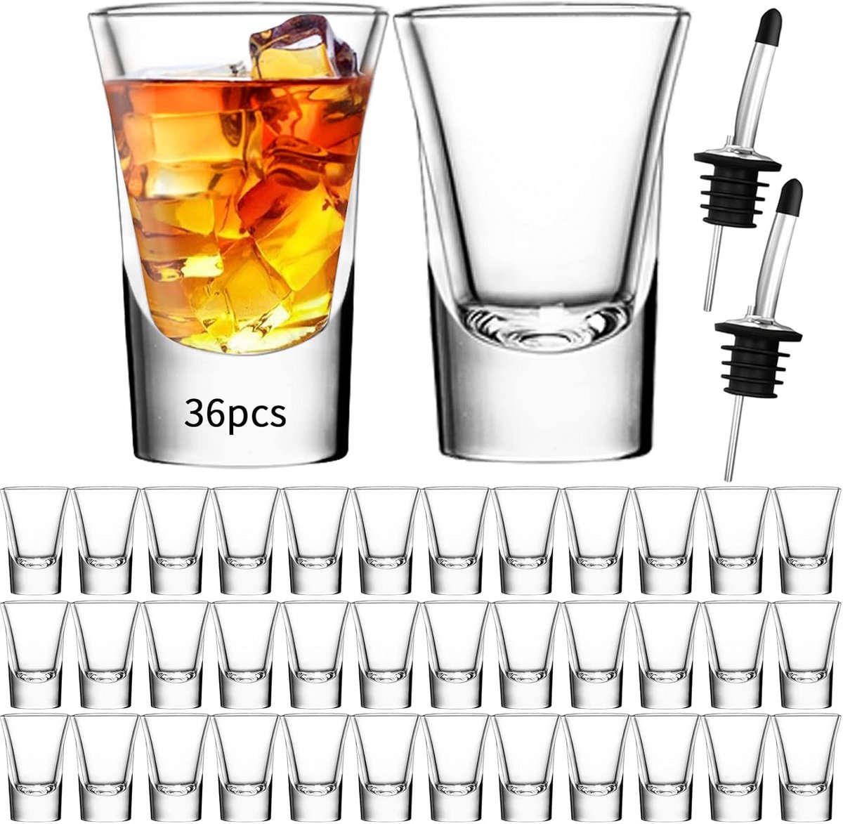 Set van 36 Luxe Shotglaasjes 35 ml voor Sterke Drank, Drankproeverij en Feestjes