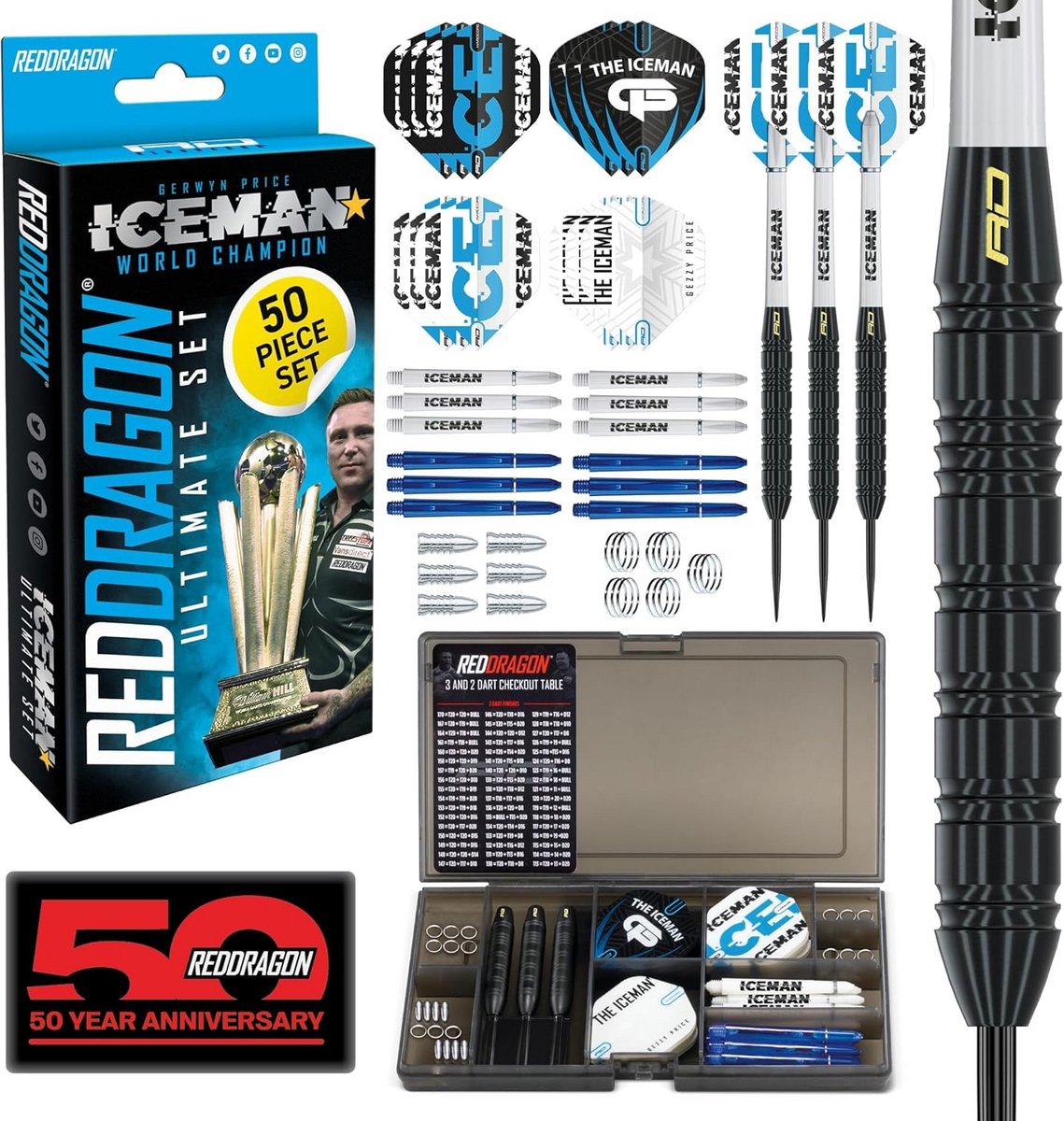 Ultieme set van 50 darts met 100 micron extra dikte voor duurzaamheid en precisie