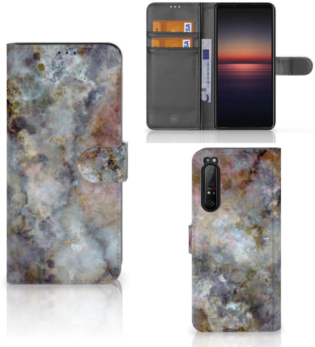 Sony Xperia 1 II Bookcase Marmer Grijs