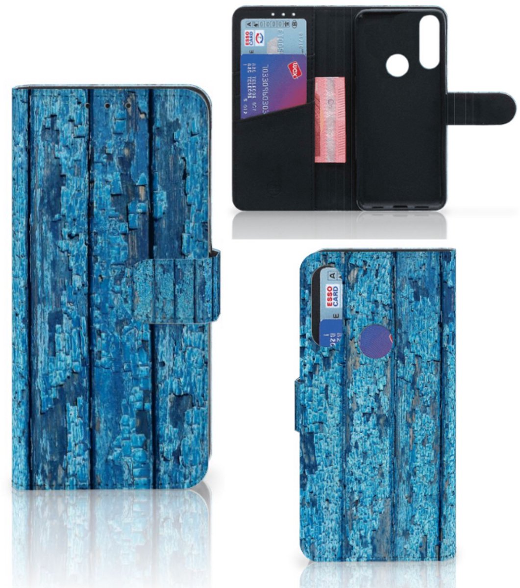 Alcatel 1S 2020 Book Style Case Wood Blue