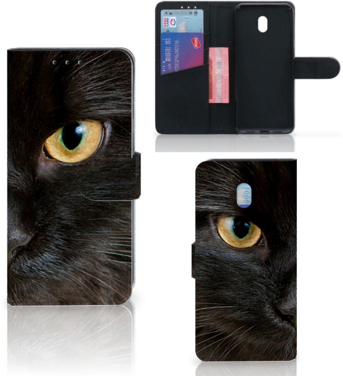 Xiaomi Redmi 8A Telefoonhoesje met Pasjes Zwarte Kat