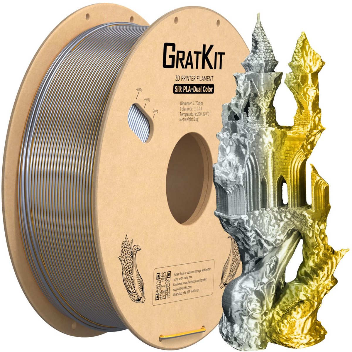 Tweekleurig Zijde PLA Filament 1,75 mm 1 kg Spoel voor 3D-printers