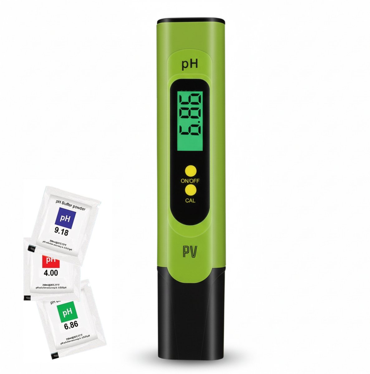 PureVolt - Digitale pH Meter & Thermometer - Zwembad & Aquarium - Incl. Kalibratiepoeders - Groen