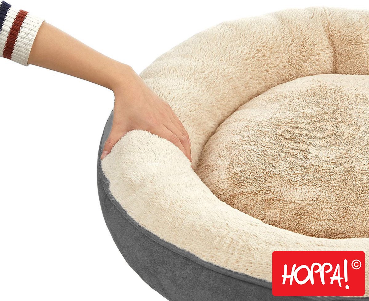 Hoppa! Hondenmand - Hondenbed - Kattenmand - Kattenbed - Afneembare hoes - Honden / Katten Donut - Ø 50 cm - Antraciet – foto 8