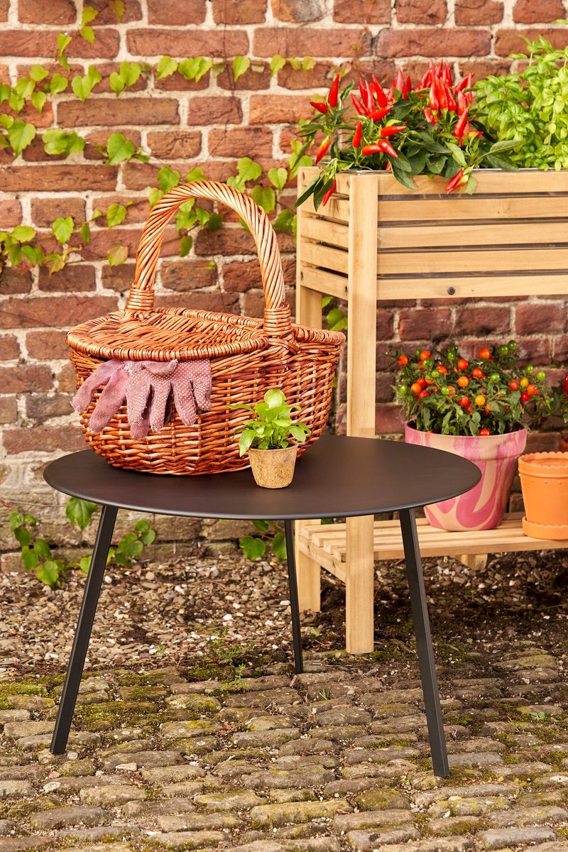 Mica Decorations Seatle Bijzettafel voor Buiten - Salontafel Rond - Plantentafel en Koffietafel - H38 x Ø58 cm - Metaal - Zwart thumbnail 5
