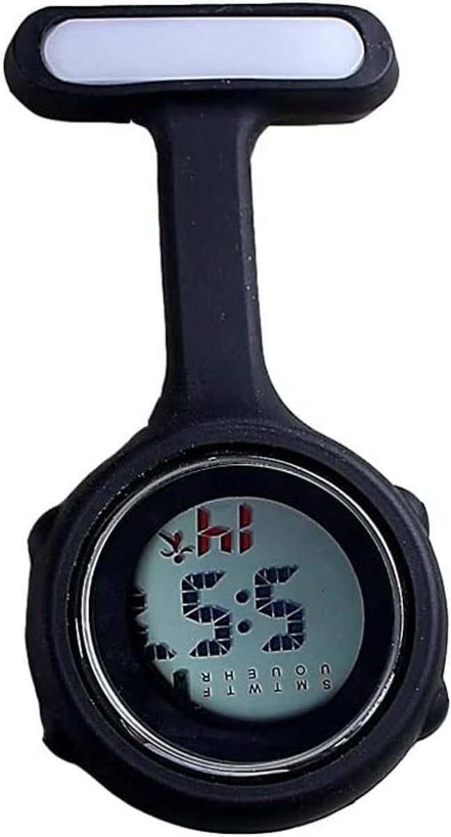 Multifunctionele digitale verpleegster horloge fob voor mannen en vrouwen - siliconen zak met karabijnhaak en pin clip-on ontwerp