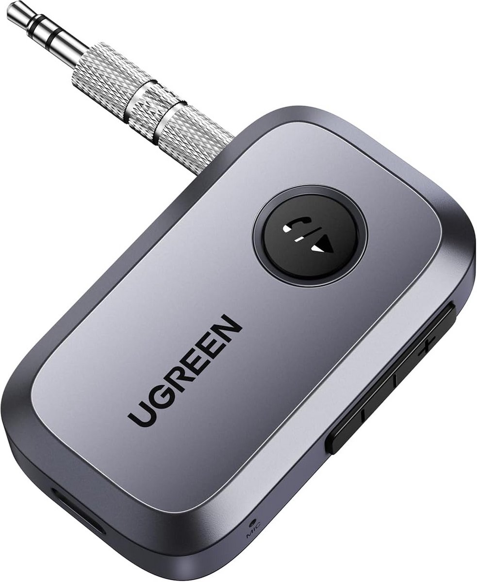 Bluetooth 5.3 Adapter voor Auto met 3.5mm AUX en Microfoon voor Handsfree Bellen