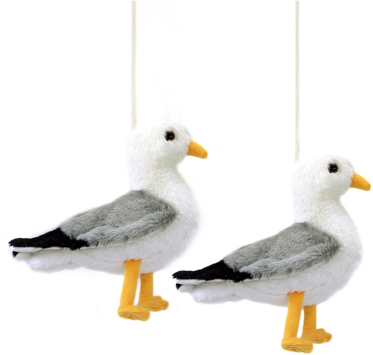 Creation pluche zeemeeuw knuffeldier - 2x - grijs/wit - met geluid - 30 cm