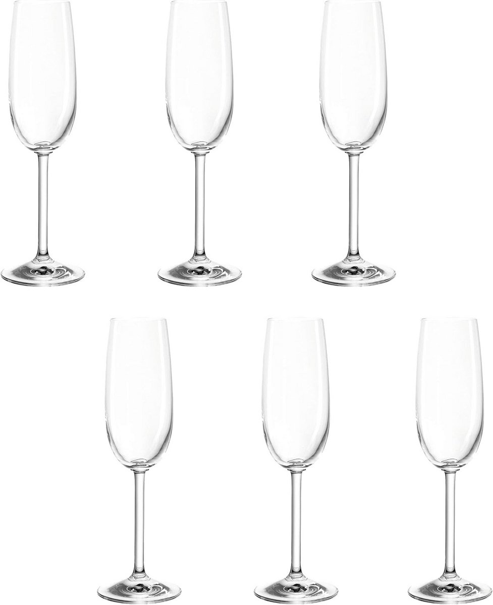 Set van 6 Klassieke Champagneglazen 200 ml - Vaatwasmachinebestendig Kristalglas