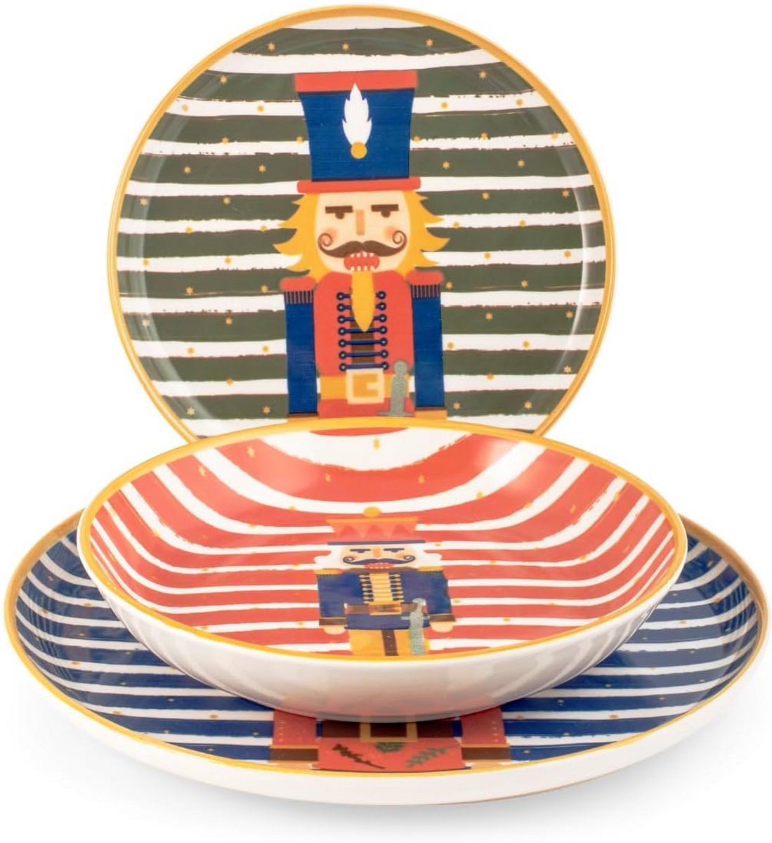 Kerstservies 12-delig Aardewerk Tafelset voor Kerstmis