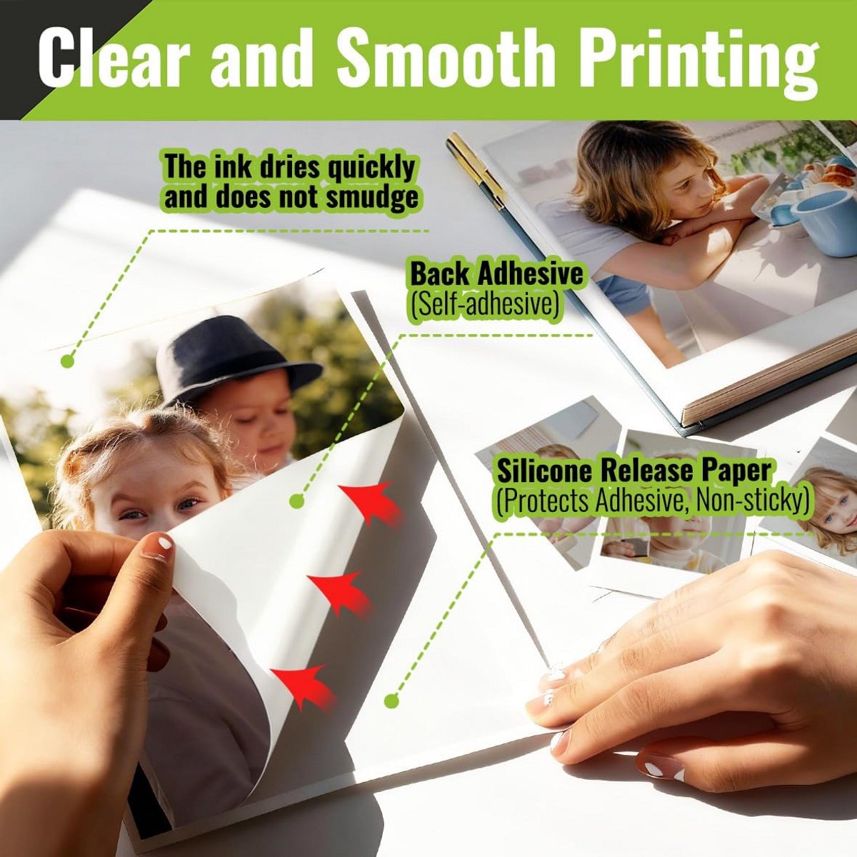 Glanzend Zelfklevend Fotopapier A4 135 g/m² 80 Vellen voor Inkjetprinters