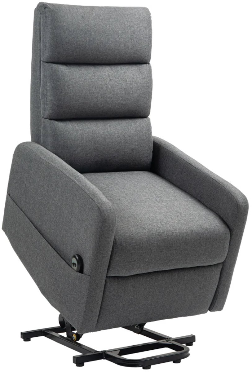ZYLARO Elektrische Relaxfauteuil met Liftfunctie - Kantelbaar tot 135° - Verstelbare Rugleuning - tot 150 kg - met Afstandsbediening - Relaxstoel - Seniorenstoel - TV Stoel - Linnenlook - Grijs Donkergrijs