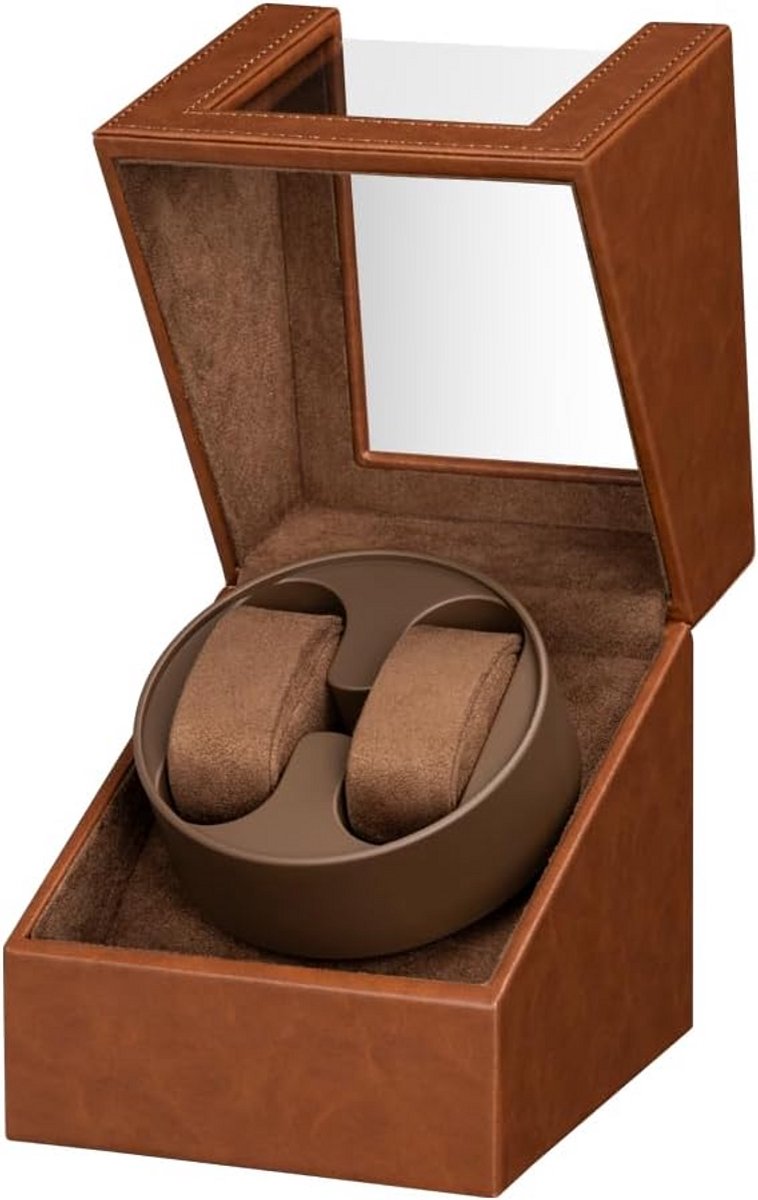 Automatische Opwindbox voor Horloges met Stille Motor, PU Leer Zwart