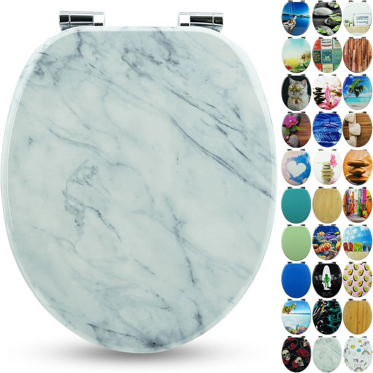 Houten Toiletbril met Valrem en Kleurrijke Motieven