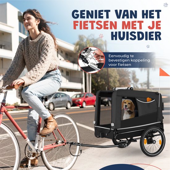 JC Pets Hondenfietskar – Opvouwbare Hondenkar 3 in 1 – Fietskar Hond Jogger Buggy – Tot 50 KG – Inclusief Beschermhoes en Veiligheidsslot – Voor Kleine Middelgrote en Grote Honden