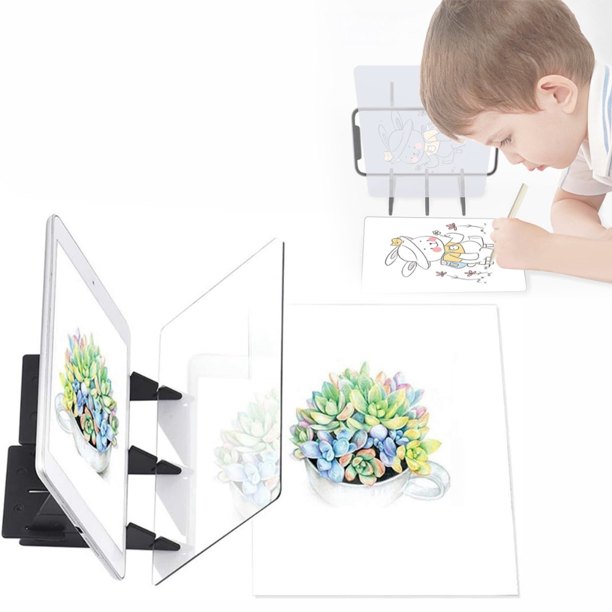 NBAP® Tekenprojector Kinderen - Tekenen Volwassenen - Tekenmachine-Zwart/Transparant
