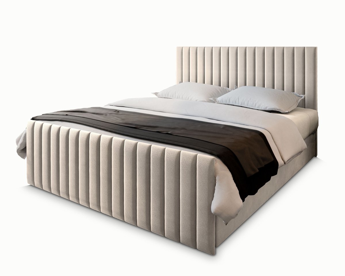 Boxspring ARION 160x200 cm met matras en topper, bedkasten - Beige thumbnail 8