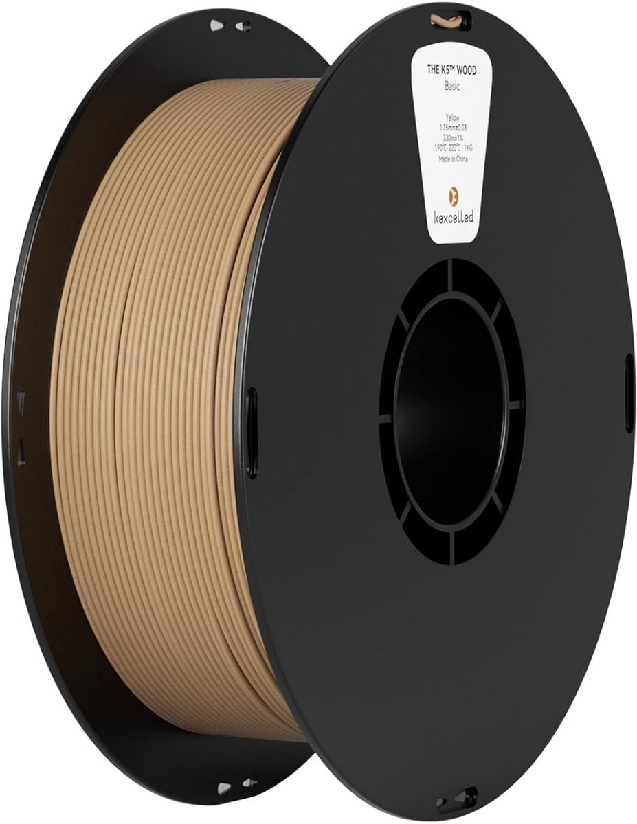 PLA Hout Filament 1,75 mm Geel voor 3D Printer - 1 KG Spoel met Houtstructuur