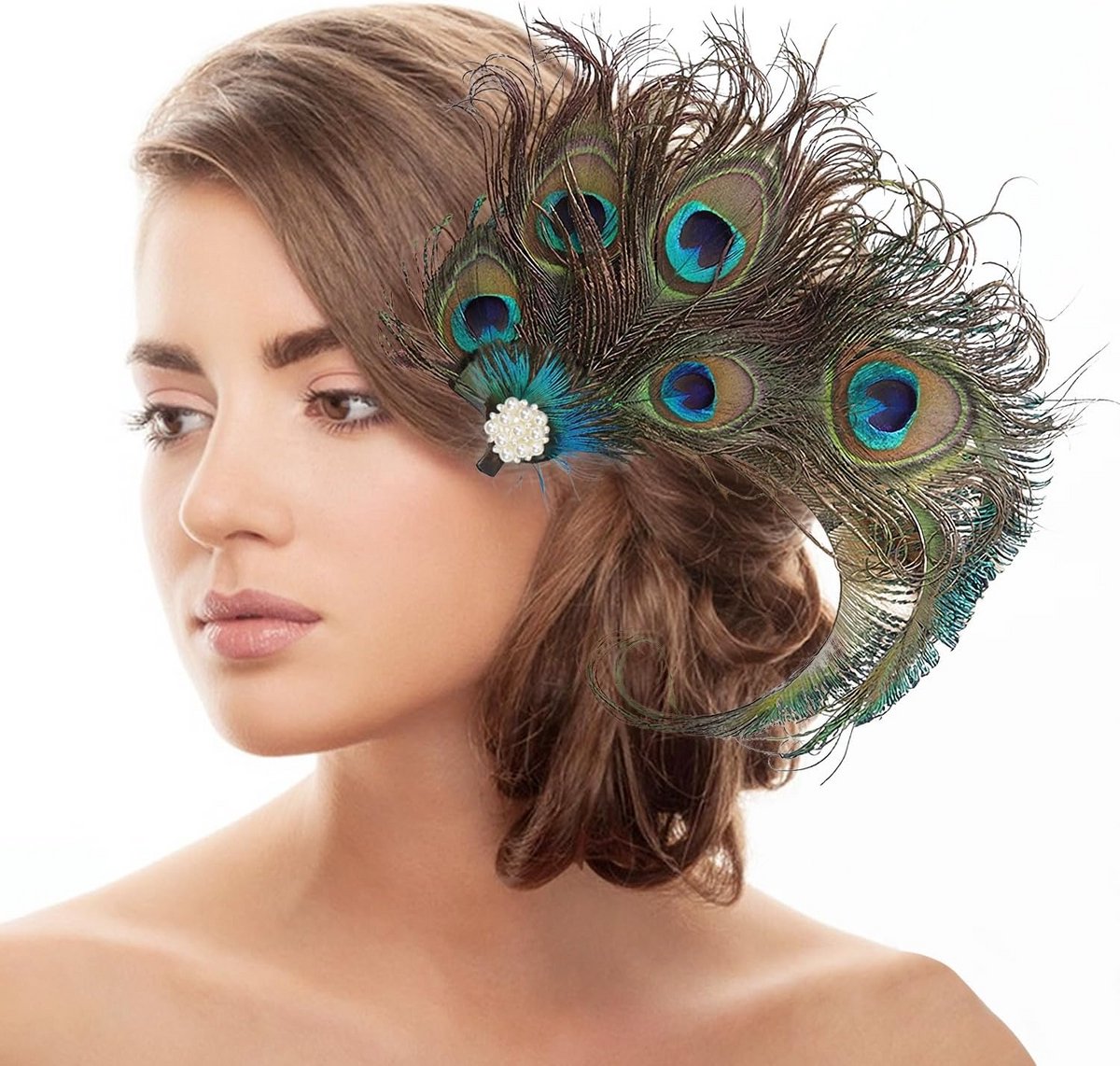 Feestelijke haarband met elegante veren