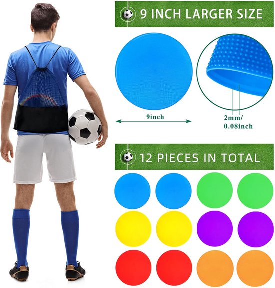 Set van 24 Antislip Vloermarkeringen 23 cm - Oefencones voor Sport, Behendigheid & Gym van Merkloos — afbeelding 5