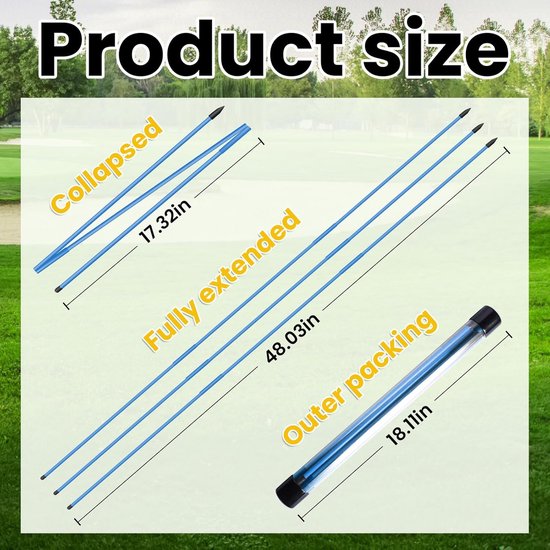 Set van 2 Golf Uitlijning Sticks - Opvouwbare Swing Trainer Hulp voor Betere Richting van Merkloos — afbeelding 2