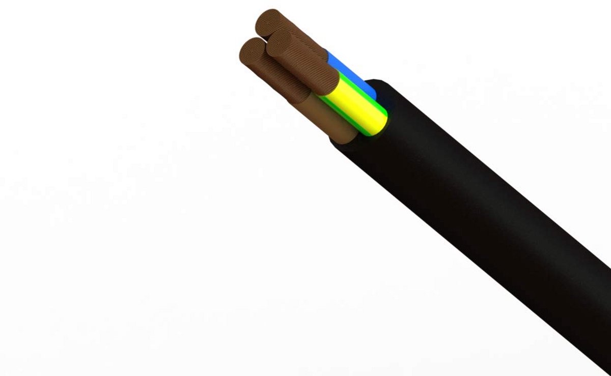 Flexibele elektrische koperen aansluitkabel op maat gesneden - 3 ader x 1,0 mm²
