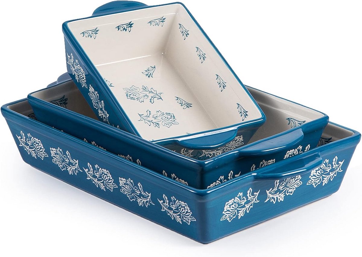 3-delige Keramische Ovenschotel Set - Lasagne Pan en Bakvormen voor Oven en Magnetron