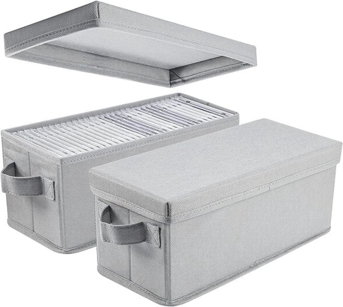 SAVI® Cd Opbergdoos - Cd Opbergsysteem - Cd Koffer - Grijs - 34cm x 15cm x 14cm