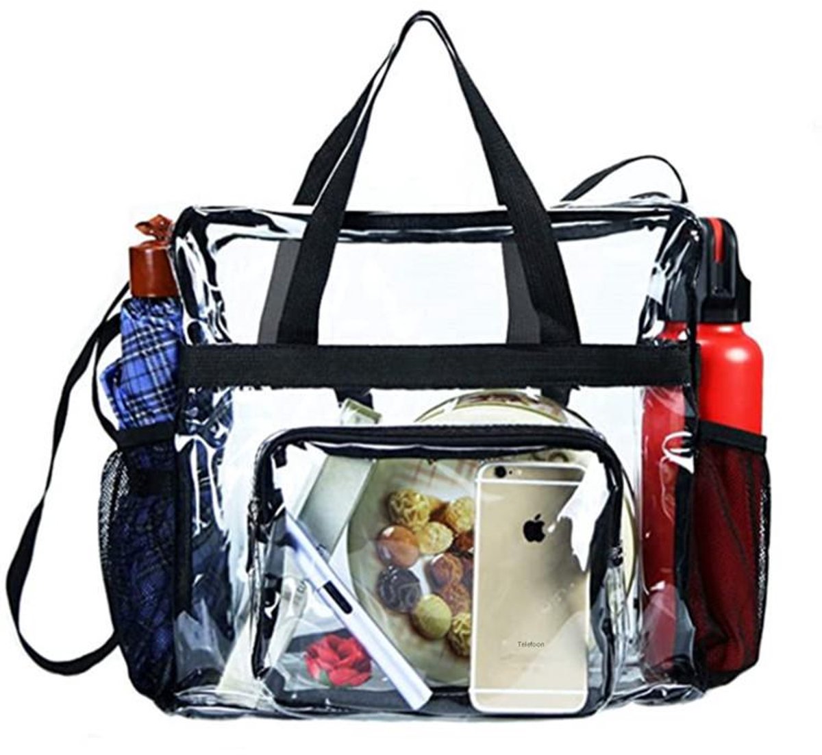 Transparent Lunchtas - PVC - Veiligheidgoedgekeurd voor Stadion - 1 stuk - Transparant