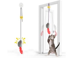 TuseRxln Kattenspeeltje - Muisvormig - Hangend Elastisch met Piepklank - 1 Stuk - Bruin