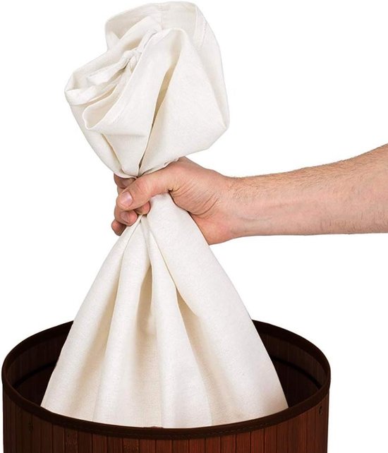 Opvouwbare bamboe wasmand met deksel en handgrepen - 70 liter — afbeelding 4