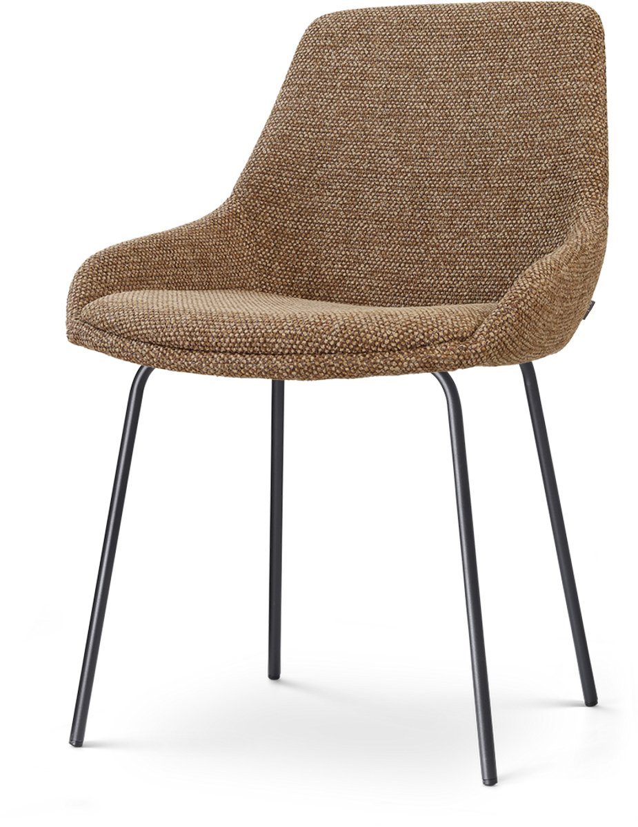 Nolon Nora-isa Eetkamerstoel bruin blend - zwart onderstel - scandinavische stijl - slanke