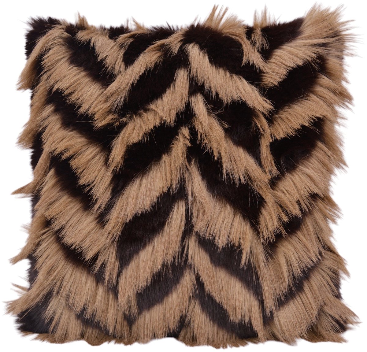 NOVÉE Furry Chevron Kussenhoes | Bruin / Zwart | 45 x 45 cm | Polyester