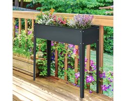 REDOM Verhoogde Plantenbak op Poten 100x30x80 cm - Kweekbak / Moestuinbak voor Balkon & Tuin - Metaal - Donkergrijs