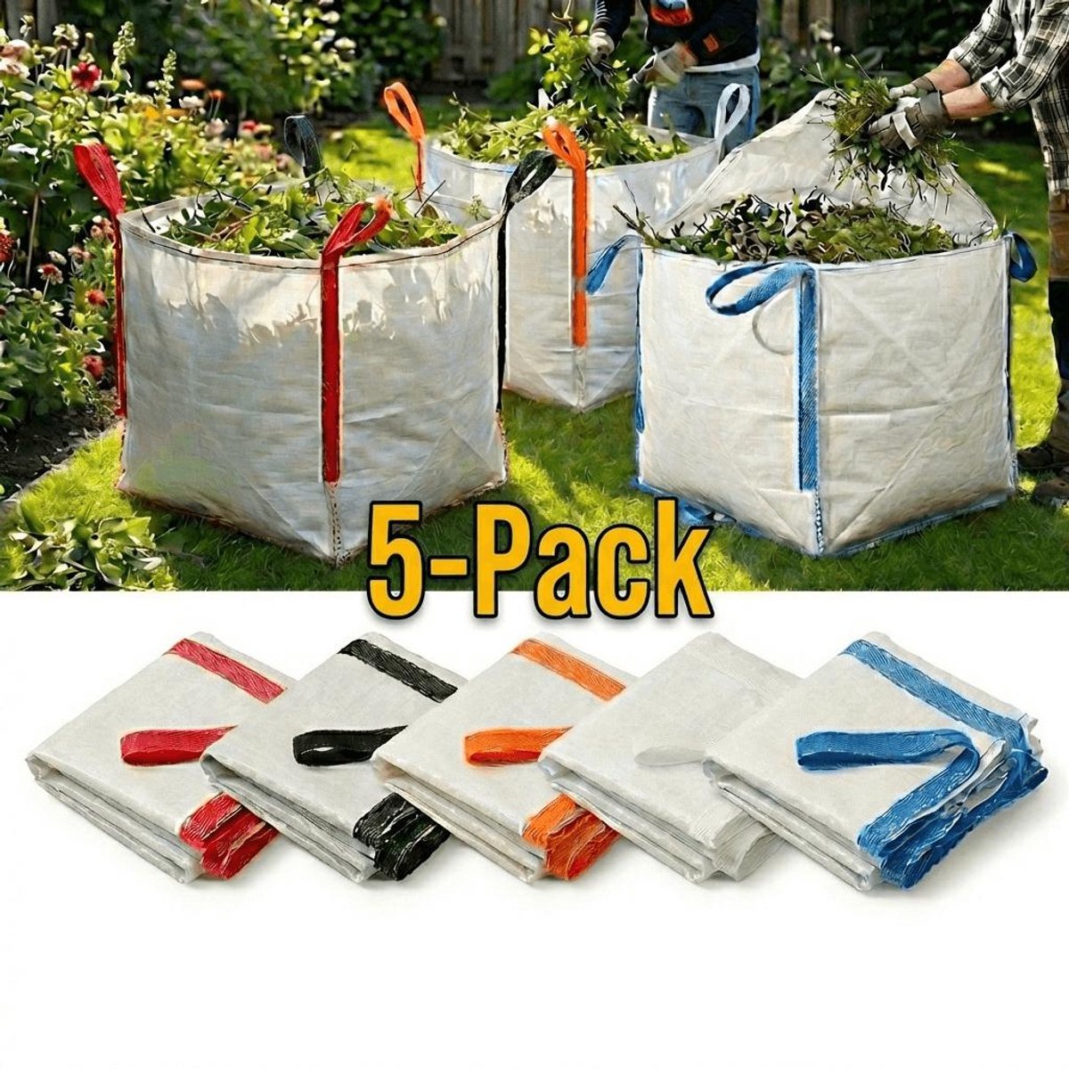 5x Herbruikbare Tuinafvalzak 80x80x80 | 500L
