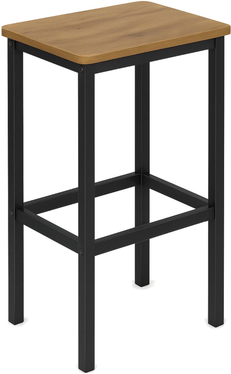 BEGRYF Barkruk - Industrieel – Zwart Metaal / Licht Hout – 65 cm