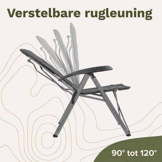 TRVLMORE Campingstoel Luxe - Opvouwbaar - 150KG Draagvermogen - Incl. Draagtas - Klapstoel - Kampeerstoel - Vouwstoel - Grijs van Merkloos — afbeelding 4