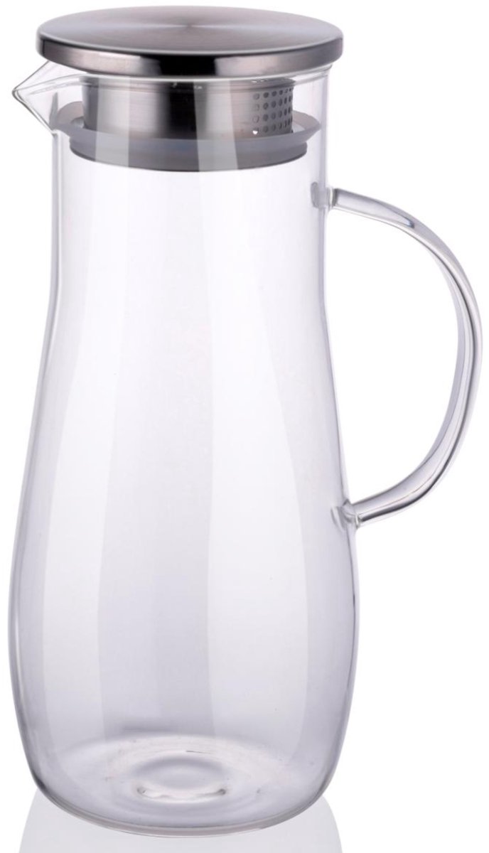 Alpina glazen waterkaraf met RVS deksel - 1,4 L, 15 cm